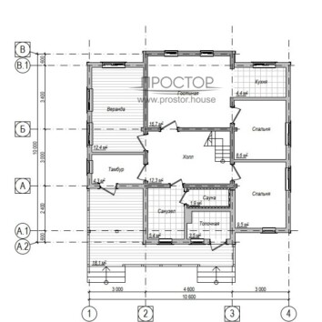 Полутораэтажный каркасный дом 10х11 - Простор