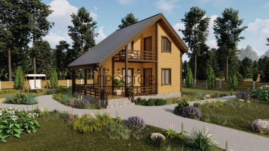Каркасный дом 6 на 6 с террасой и балконом построить быстро в СПб - Простор